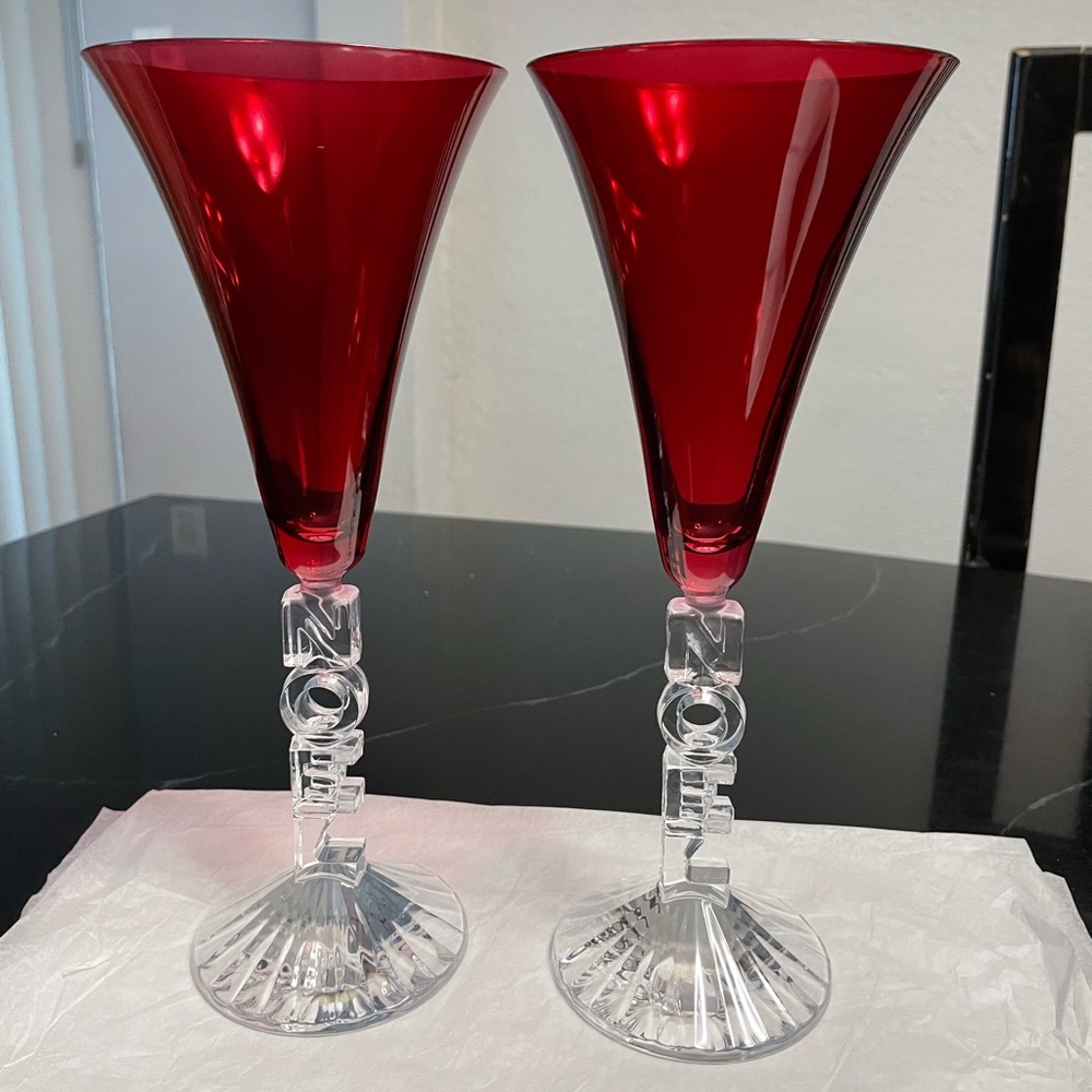 Cristal D’Arques Red Crystal Noel Flutes